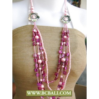 Pink Shells and Pearls with Beaded Necklace Fashion